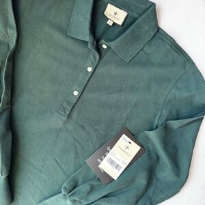 Tuckernuck Forest Green Shirt Dress Long Sleeve Button Neck Pockets Size XS